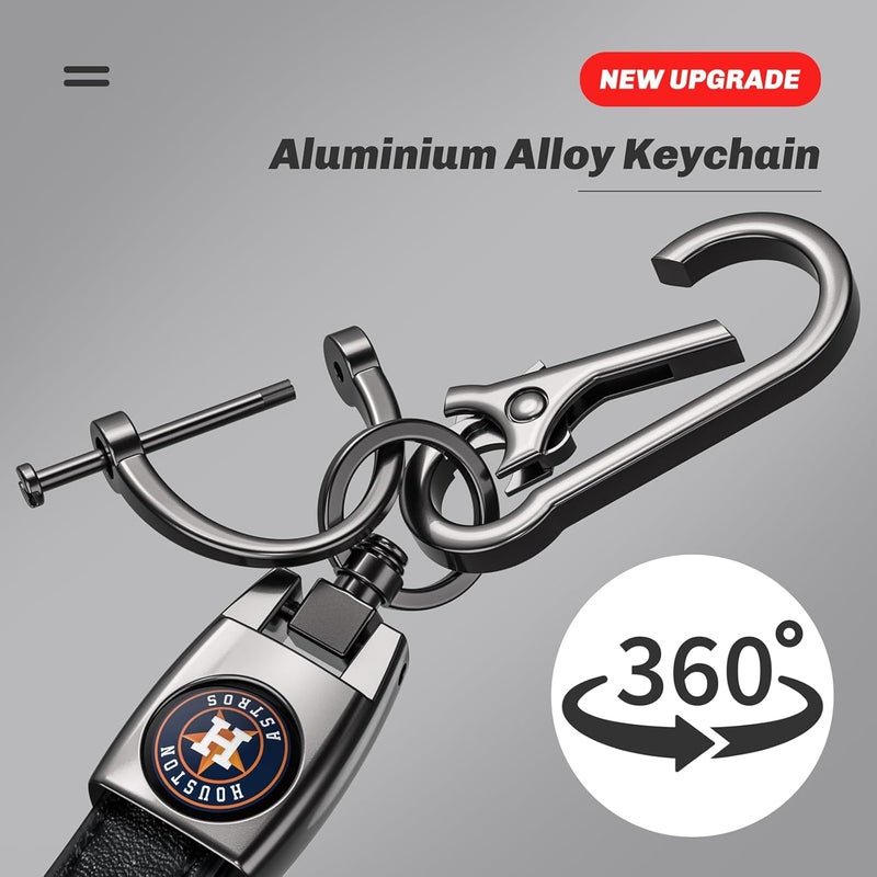 EMIJOY Car Keychain Keyring for Huston Astros Baseball Fans,Huston Astros Accessories Women/Men's Keychains for Vehicles,Leather Key Ring Lanyard for Car Key Fob Holder,Key Fob Keyring Replacement - Image 4